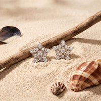 0.40 Ct Round Cut Lab Grown Diamond Intricate Floral Cluster Stud Earrings for Women White