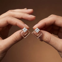 1.60 Ct Princess Cut Lab Grown Diamond Classic Stud Earrings for Women Rose Gold