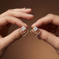 1.60 Ct Princess Cut Lab Grown Diamond Classic Stud Earrings for Women Gold