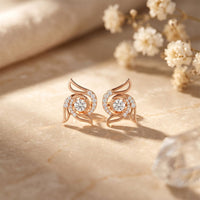0.60 Ct Round Cut Lab Grown Diamond Floral Swirl Stud Earrings for Women Rose Gold