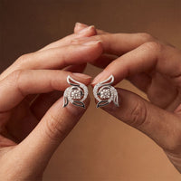0.60 Ct Round Cut Lab Grown Diamond Floral Swirl Stud Earrings for Women White
