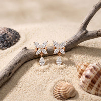 0.90 Ct Marquise Cut Lab Grown Diamond Butterfly Drop Stud Earrings for Women Rose Gold