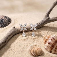 0.90 Ct Marquise Cut Lab Grown Diamond Butterfly Drop Stud Earrings for Women White