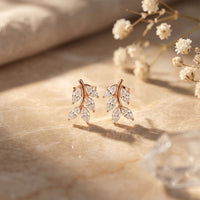 0.50 Ct Marquise Cut Lab Grown Diamond Leaf Style Stud Earrings for Women Rose Gold
