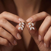 0.50 Ct Marquise Cut Lab Grown Diamond Leaf Style Stud Earrings for Women Rose Gold