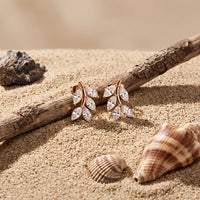 0.50 Ct Marquise Cut Lab Grown Diamond Leaf Style Stud Earrings for Women Rose Gold