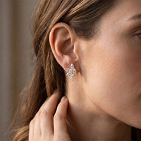 0.50 Ct Marquise Cut Lab Grown Diamond Six Petal Bloom Stud Earrings Rose Gold