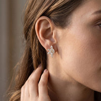 0.50 Ct Marquise Cut Lab Grown Diamond Six Petal Bloom Stud Earrings Gold