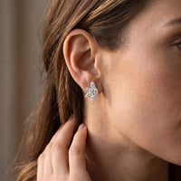 0.50 Ct Marquise Cut Lab Grown Diamond Six Petal Bloom Stud Earrings White
