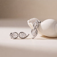 1.00 Ct Pear Cut Lab Grown Diamond Double Drop Teardrop Earrings White