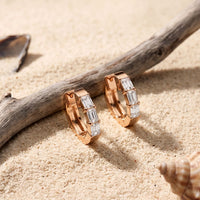 0.35 Ct Emerald Cut Lab Grown Diamond Classic Hoop Earrings Rose Gold