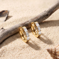 0.35 Ct Emerald Cut Lab Grown Diamond Classic Hoop Earrings Gold