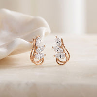 0.90 Ct Marquise Cut Lab Grown Diamond Sculpted Stud Earrings Rose Gold