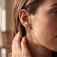 0.85 Ct Emerald Cut Lab Grown Diamond Architectural Drop Earrings White