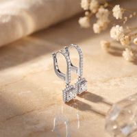 0.85 Ct Princess Cut Lab Grown Diamond Halo Frame Earrings White