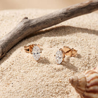 0.50 Ct Oval Cut Lab Grown Diamond Classic Solitaire Stud Earrings for Women Rose Gold