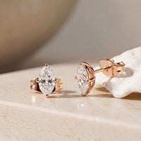 0.50 Ct Oval Cut Lab Grown Diamond Classic Solitaire Stud Earrings for Women Rose Gold