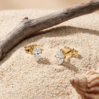 0.50 Ct Oval Cut Lab Grown Diamond Classic Solitaire Stud Earrings for Women Gold