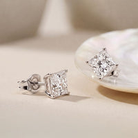 1.00 Ct Princess Cut Lab Grown Diamond Solitaire Stud Earrings for Women White