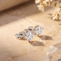 1.00 Ct Princess Cut Lab Grown Diamond Solitaire Stud Earrings for Women White