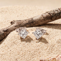 1.00 Ct Princess Cut Lab Grown Diamond Solitaire Stud Earrings for Women White