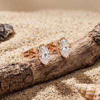 1.00 Ct Oval Cut Lab Grown Diamond Solitaire Stud Earrings for Women Rose Gold