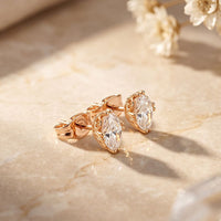 1.00 Ct Oval Cut Lab Grown Diamond Solitaire Stud Earrings for Women Rose Gold
