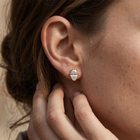1.00 Ct Oval Cut Lab Grown Diamond Solitaire Stud Earrings for Women Gold