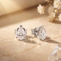 1.00 Ct Pear Cut Lab Grown Diamond Minimalist Stud Earrings for Women White