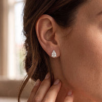 1.00 Ct Pear Cut Lab Grown Diamond Minimalist Stud Earrings for Women White