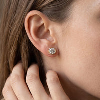1.00 Ct Round Cut Lab Grown Diamond Bezel Set Stud Earrings for Women Gold