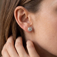 1.00 Ct Round Cut Lab Grown Diamond Bezel Set Stud Earrings for Women White