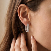 4.40 Ct Marquise Cut Lab Grown Diamond Leaf Cluster Hoop Earrings White