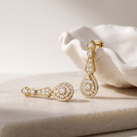 1.30 Ct Round Cut Lab Grown Diamond Geometric Dangle Earrings for Women Gold