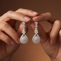 1.30 Ct Round Cut Lab Grown Diamond Geometric Dangle Earrings for Women White