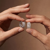 2.00 Ct Round Cut Lab Grown Diamond Triple Row Hoop Earrings for Women White