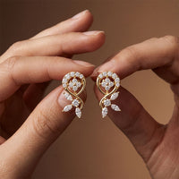 0.40 Ct Round Cut Lab Grown Diamond Floral Vine Circle Drop Earrings Gold