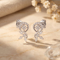 0.40 Ct Round Cut Lab Grown Diamond Floral Vine Circle Drop Earrings White
