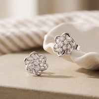 0.40 Ct Round Cut Lab Grown Diamond Flower Bloom Stud Earrings White