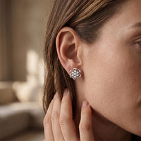 0.40 Ct Round Cut Lab Grown Diamond Flower Bloom Stud Earrings White