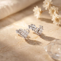 0.40 Ct Princess Cut Lab Grown Diamond Heart Frame Stud Earrings White