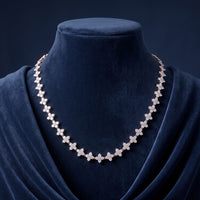19.80 Ct Round Cut Lab Grown Diamond Blossom Link Necklace for Women White