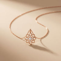 0.45CTW Round Cut Lab Grown Diamond Floral Blossom Pendant Necklace for Women Rose Gold
