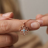 0.45CTW Round Cut Lab Grown Diamond Floral Blossom Pendant Necklace for Women Rose Gold