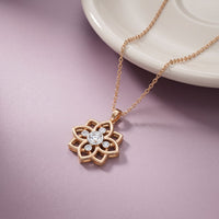 0.45CTW Round Cut Lab Grown Diamond Floral Blossom Pendant Necklace for Women Rose Gold