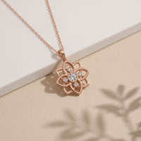 0.45CTW Round Cut Lab Grown Diamond Floral Blossom Pendant Necklace for Women Rose Gold