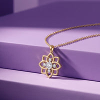 0.45CTW Round Cut Lab Grown Diamond Floral Blossom Pendant Necklace for Women Gold