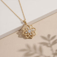0.45CTW Round Cut Lab Grown Diamond Floral Blossom Pendant Necklace for Women Gold