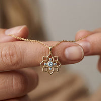 0.45CTW Round Cut Lab Grown Diamond Floral Blossom Pendant Necklace for Women Gold