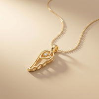 0.05CTW Round Cut Lab Grown Diamond Angel Wing Heart Pendant Necklace for Women Gold